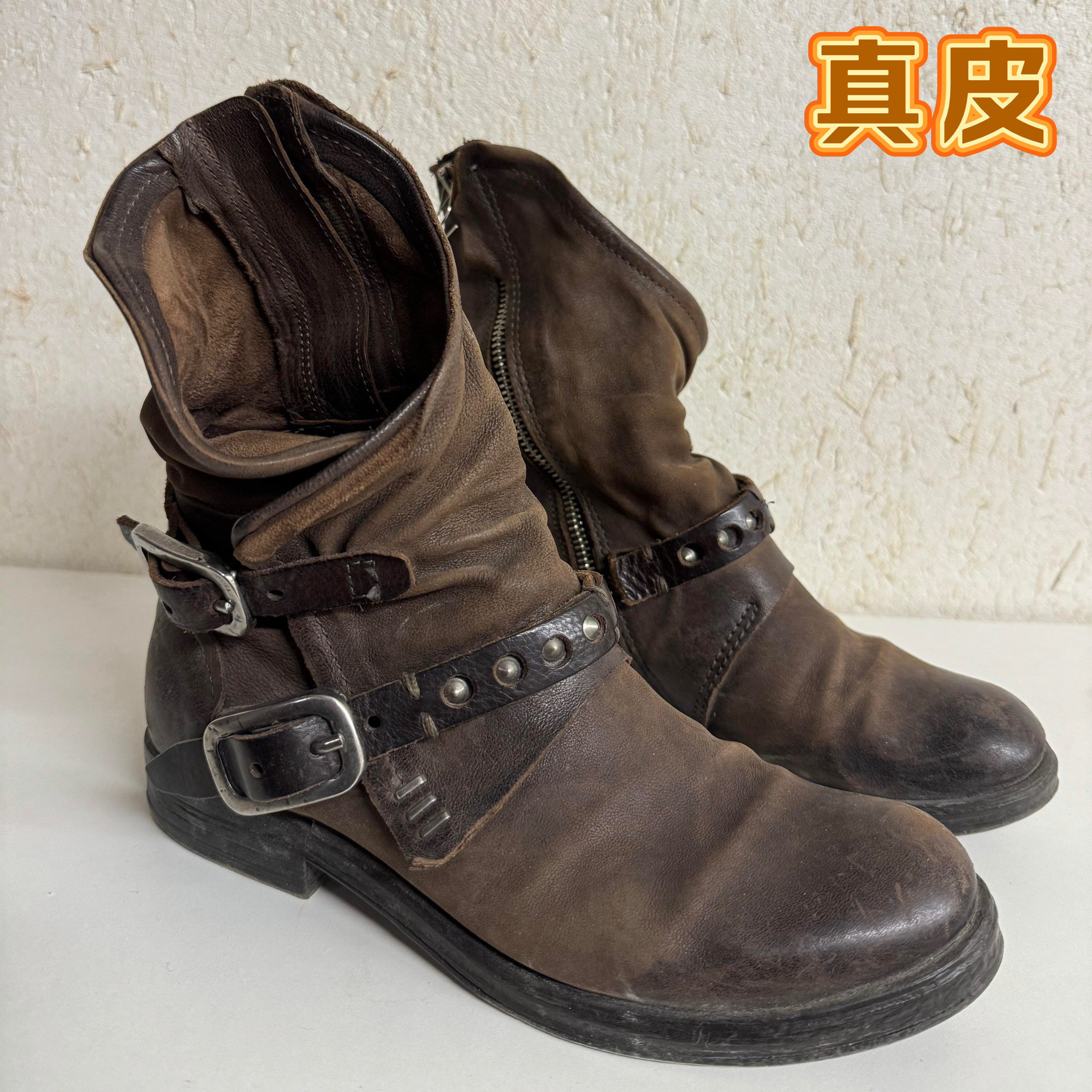 thumbnail for Dark vintage vintage biker boots men's and women's punk knight boots strap Martin boots workwear vintage short biker boots