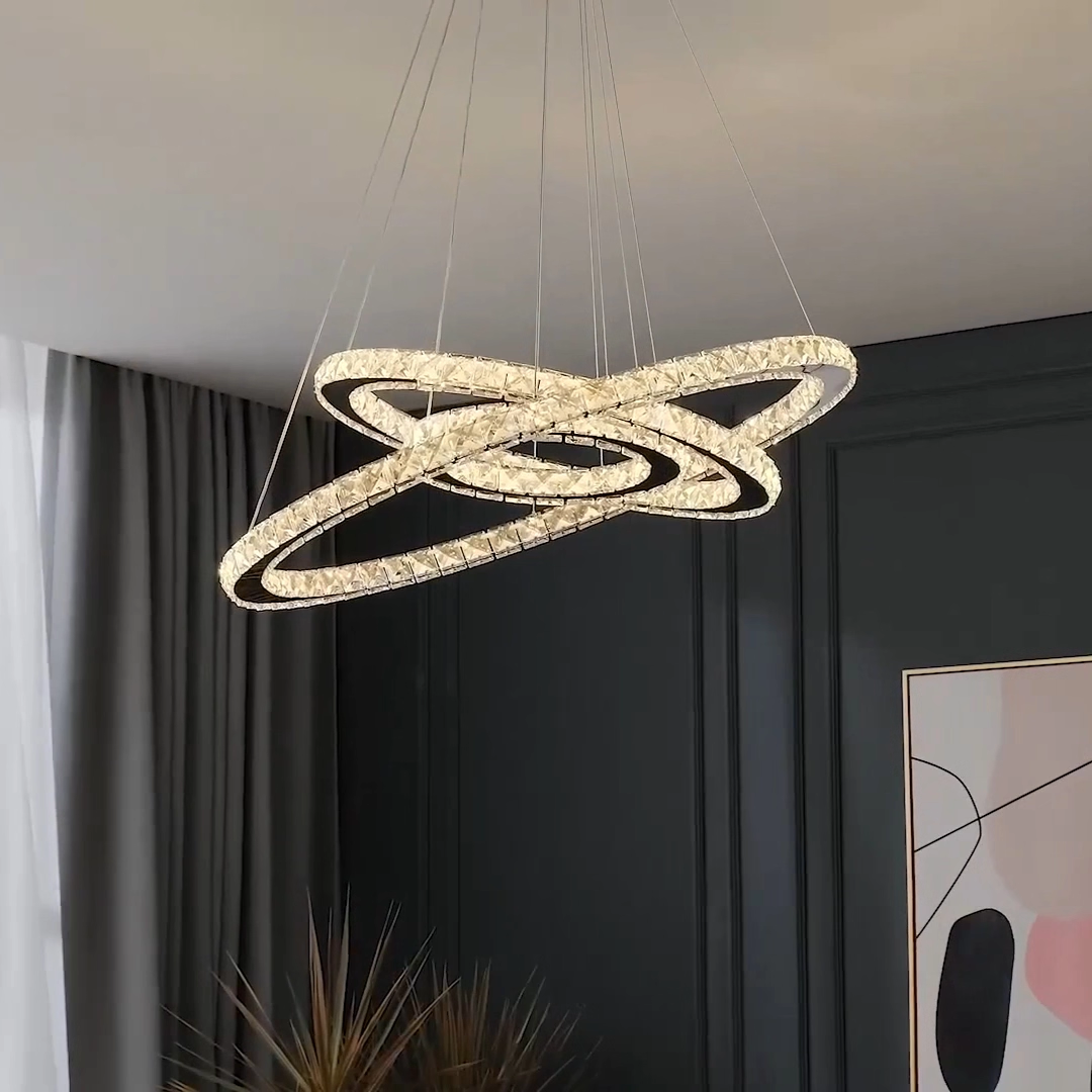 别墅复式楼客厅大吊灯轻奢现代简约水晶灯挑空中空loft楼中楼灯具