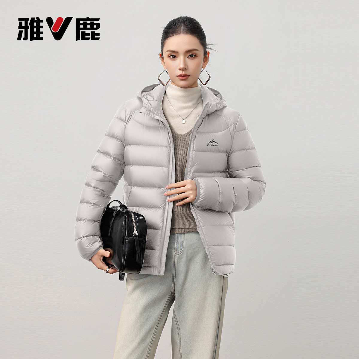 雅鹿秋冬季连帽轻薄羽绒服女款2025新款高蓬超轻排骨情侣款羽绒服