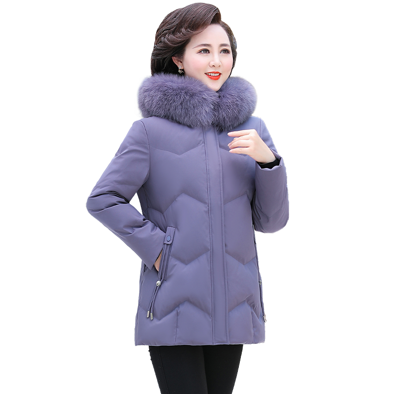 雅鹿中年妈妈羽绒服冬季短款连帽