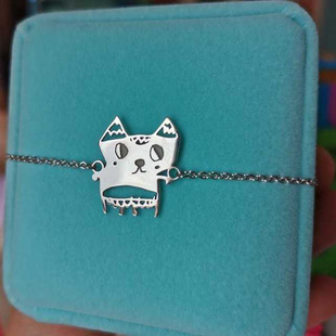 定制925纯银宝宝小孩子儿童涂鸦手绘自画艺术画男女情侣刻字手链