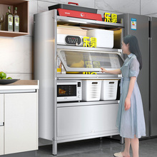 乐昊304不锈钢橱柜厨房置物架带门碗柜多功能全封闭储物收纳柜子