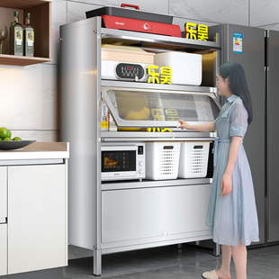 乐昊304不锈钢橱柜厨房置物架带门碗柜多功能全封闭储物收纳柜子