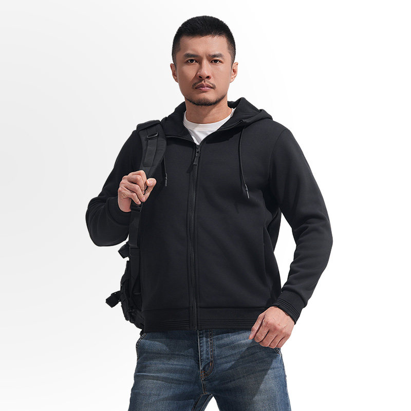 龙牙重型基础款开衫连帽战术卫衣加强版秋冬保暖加厚通勤户外外套