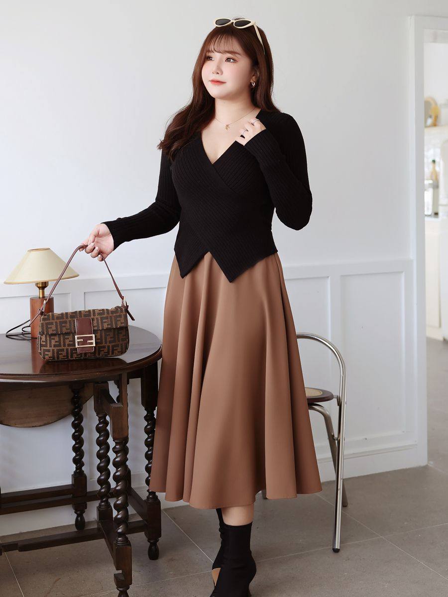 焱焱大码女装法式复古大摆a字伞裙高级感半身裙2023新款女秋款