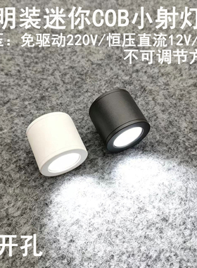 220V12V24伏明装led迷你小射灯3W免开孔酒柜展柜背景墙吸顶洗墙灯