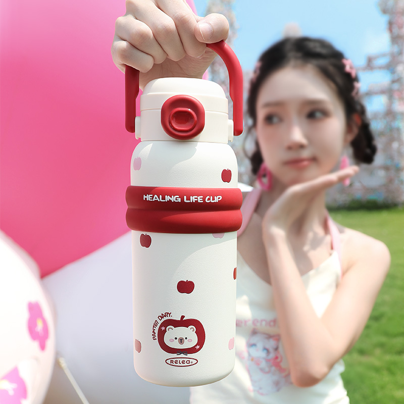 Relea物生物咕噜吸管保温杯配件儿童吸嘴吸管杯盖子原装杯套
