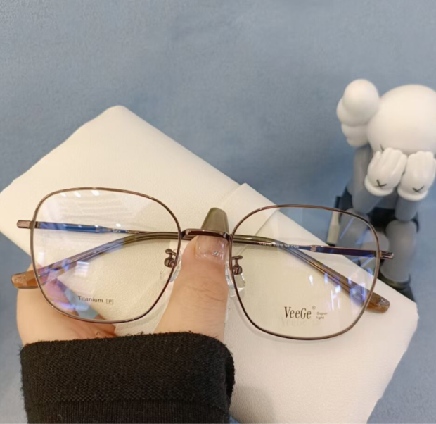 VeeGe纯钛多边形眼镜V格精品镜架近视镜架商务男女款时尚休V92195