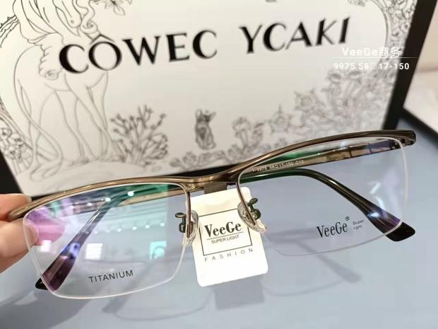 VeeGe纯钛防蓝光眼镜V格精品镜架近视镜架商务男款时尚半框V9975