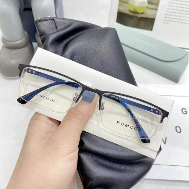 romeo罗密欧钛合金商务男款眼镜框近视镜架眼镜简单双色半框 6247