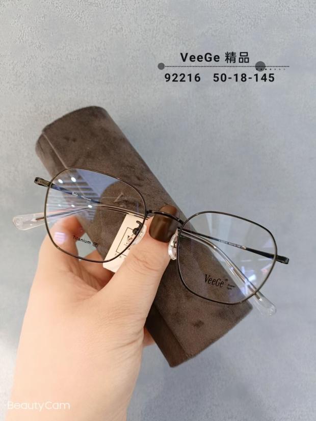 VeeGe纯钛多边形眼镜V格精品镜架近视镜架商务男女款时尚休V92216