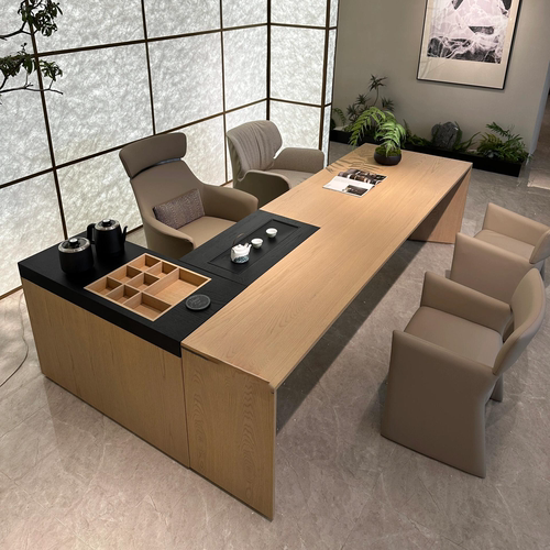 新中式实木茶桌现代简约原木色意式极简2025新款高端办公家用茶台