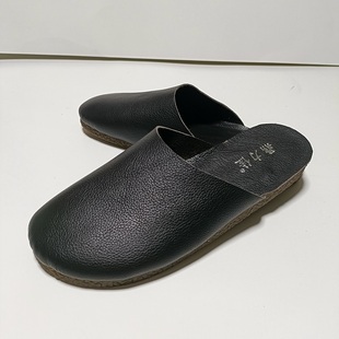 鼎力佳专柜品质复古真皮居家宾馆便拖软底拖鞋 60001 女2024夏新款