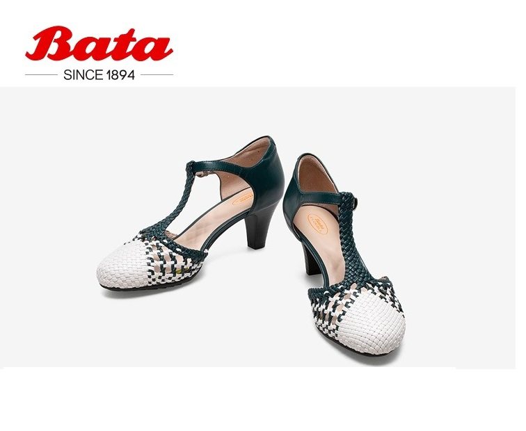 bata凉鞋女单2021春商场新款真羊皮玛丽珍高跟单鞋ad302ak1