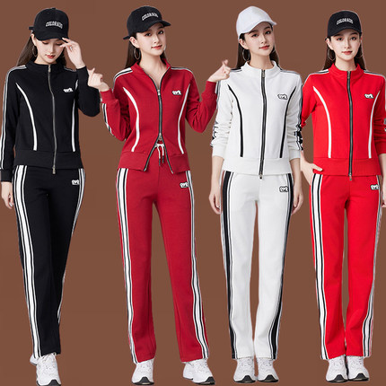 2024秋冬季广场舞服装新款套装健身跑步跳操运动休闲团体服女