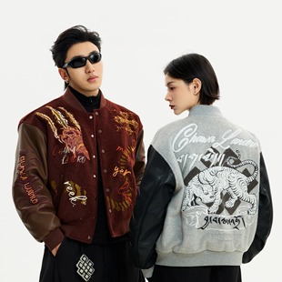 CHAWALANDRO【守护】国潮刺绣高街重磅潮牌棒球外套夹克潮流街头