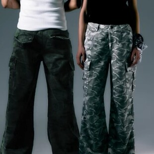 CHAWALANDRO夏瓦兰卓工装迷彩裤四季款情侣潮流宽松直筒休闲裤