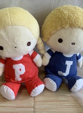 日单Sanrio三丽鸥Patty &Jimmy棒球服背带裤毛绒娃娃玩偶公仔玩具
