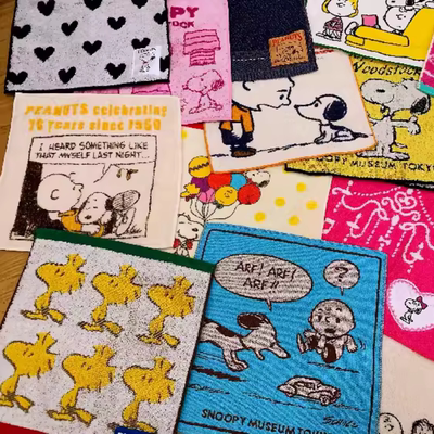 日单snoopy史诺比史努比史奴比狗狗全棉纯棉方巾面巾毛巾博物馆