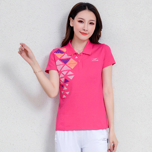 2023新款正品佳木斯运动上衣361短袖t恤女士POLO衫翻领广场舞服装