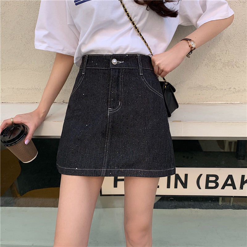 牛仔a字裙胖mmins显瘦遮胯