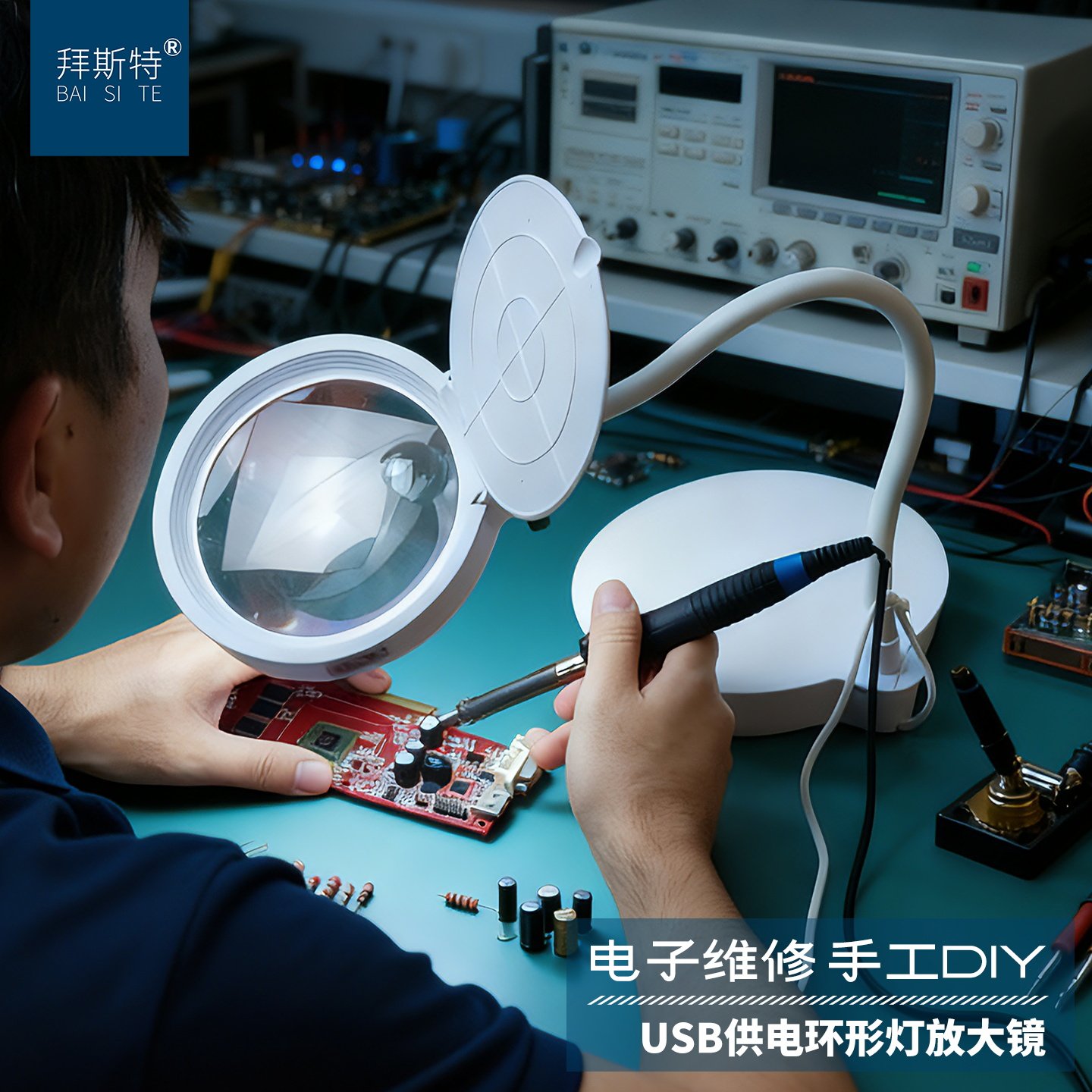 台式放大镜维修用USB供电焊接电子线路板美甲篆刻手工可调光台灯,文具电教/文化用品/商务用品,放大镜,淘宝优惠券,粉丝福利购,淘宝优惠卷