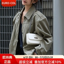 欧尚典韩版银色小方包女高级感手机包迷你小包真皮单肩斜挎链条包