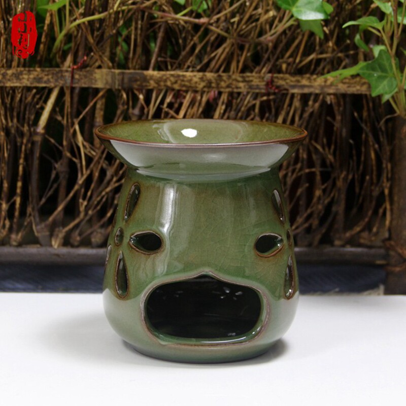 龙泉青瓷仿柴窑冰裂蜡烛香薰炉图片