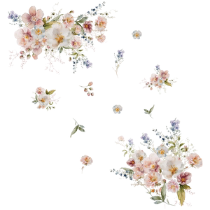 小清新水彩植物花朵墙贴纸冰箱贴橱柜装饰防水自粘遮挡瑕疵洞窗户