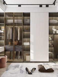 好莱客全屋定制走入式衣柜衣帽间简约一门到顶整体柜子卧室设计
