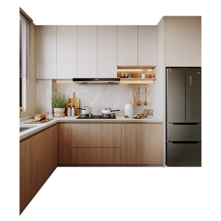 好莱客全屋定制厨房厨柜整体橱柜柜门橱柜一体石英石台面储物防潮