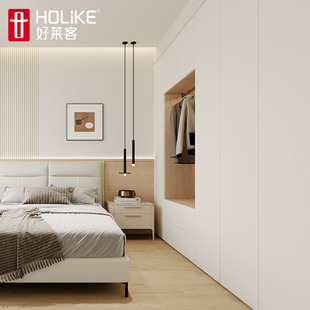 好莱客卧室全屋定制衣帽间定制整体多功能衣柜原木风出设计效果图