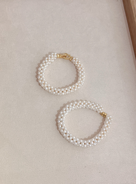 天然淡水珍珠毛毛虫手链3-4mm天然淡水珍珠（一物一拍）