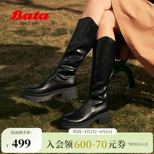 显瘦增高百搭时尚 长筒靴10982DG4 商场新款 Bata瘦瘦靴女冬季