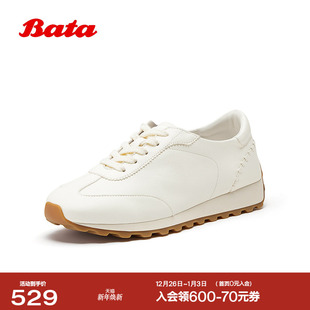 休闲运动鞋 Bata阿甘鞋 牛皮百搭时尚 商场新款 AAK20AM6 女2026春季