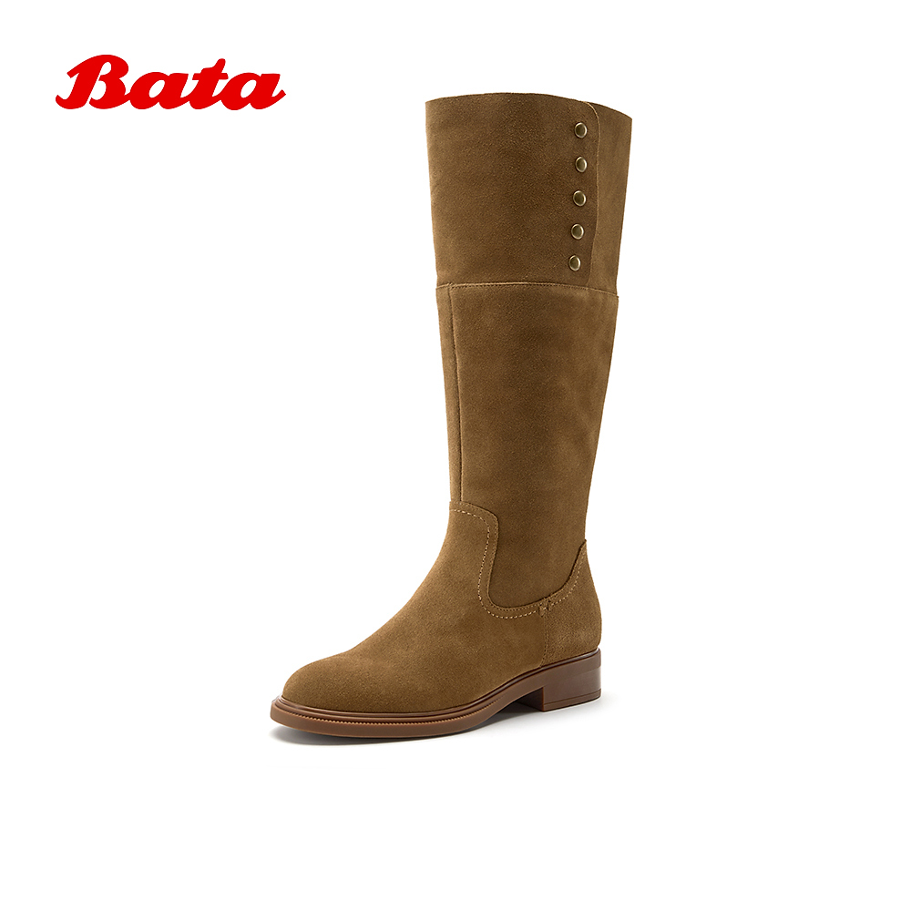 牛皮显瘦长筒翻翻靴牛仔骑士靴