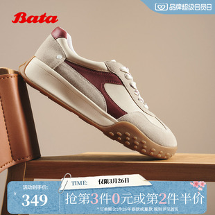 牛剖皮羊皮厚底通勤运动鞋 商场新款 AZI21CM5 女秋季 Bata休闲鞋