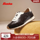 Bata羊皮书黑胶德训2025秋商场新款 德训厚底运动休闲鞋 女AAK20CM5