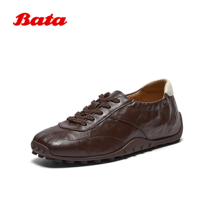 【胡可直播】Bata羊皮书芭蕾德训新款通勤复古运动鞋ABI25AM6