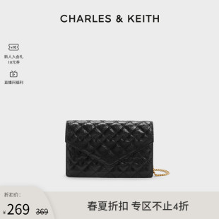 70701358光泽链条斜挎小方包 CHARLES&KEITH菱格CK2 520礼物