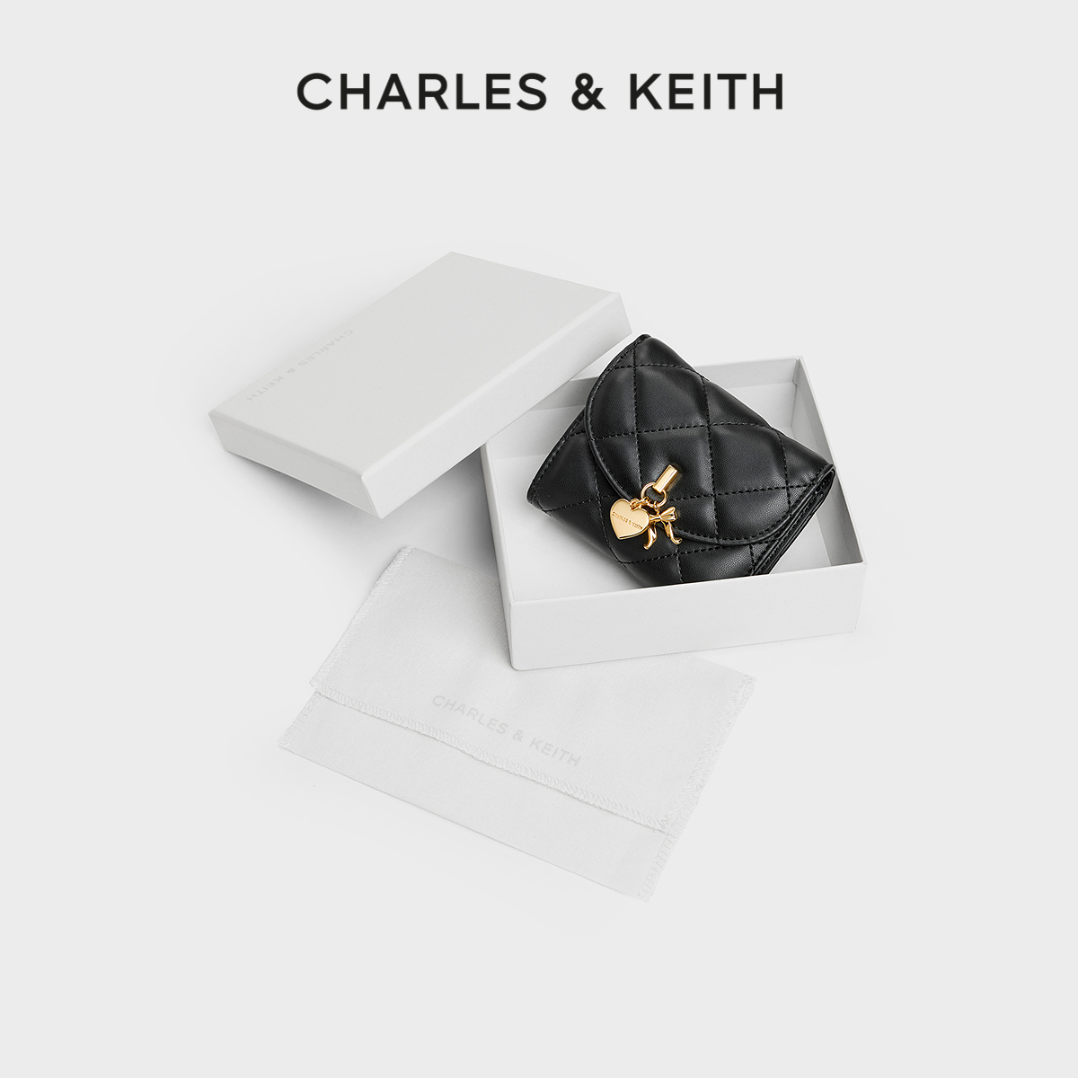 CHARLES&KEITH复古菱格短款卡包