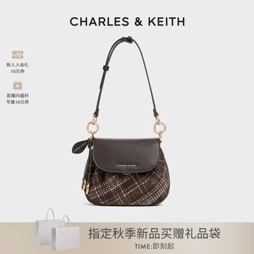 CHARLES&KEITH复古格纹单肩包