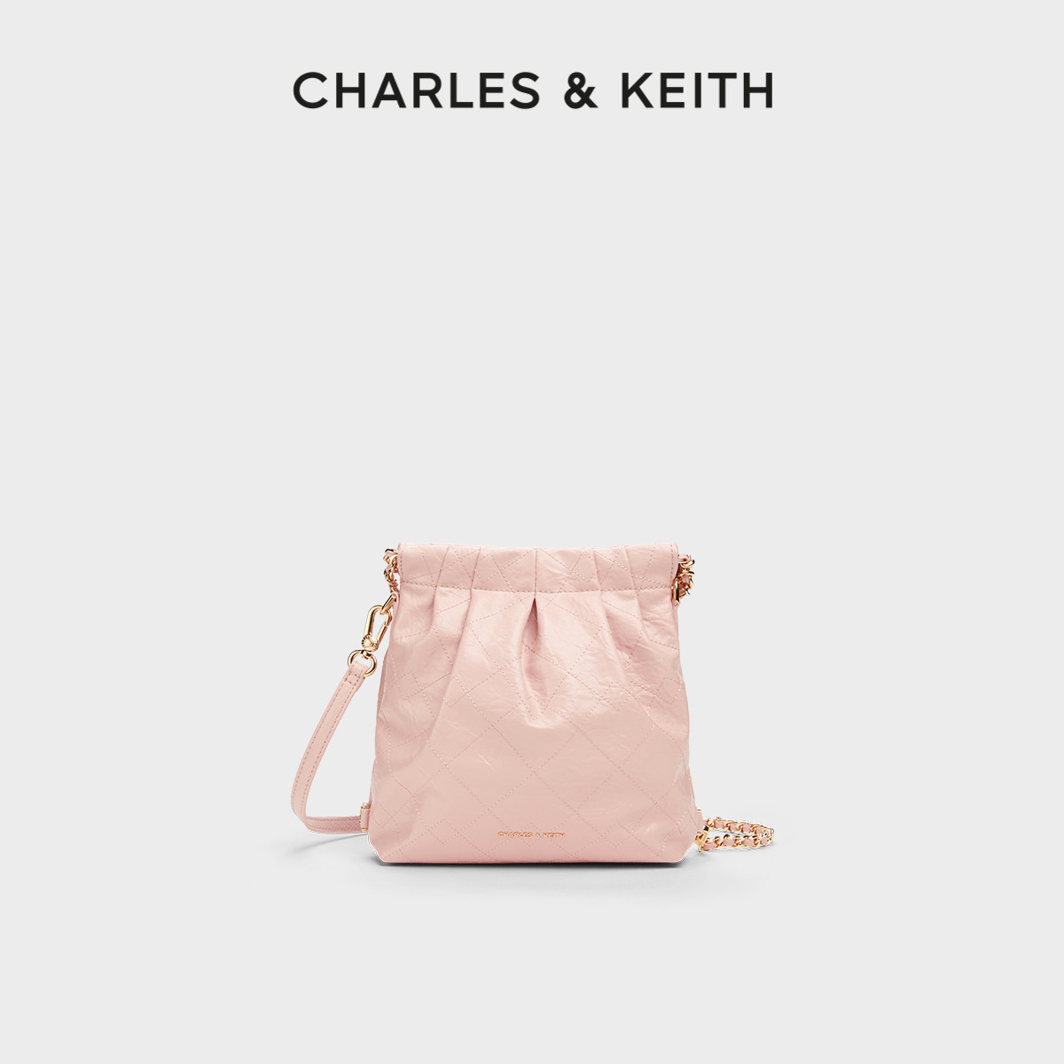 CHARLES&KEITH春夏女包CK2-60782390菱格迷你双肩包流浪包托特包