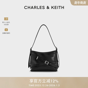 酷感水桶包腋下包女 时尚 CHARLES&KEITH25秋冬CK2 80271629绑带式