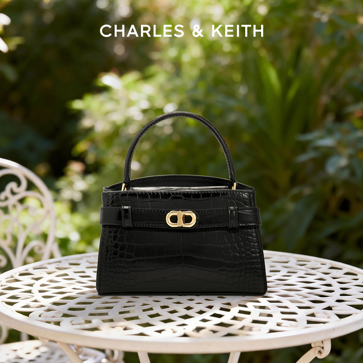 [38礼物]CHARLES&KEITH春季CK2-50270880-1手提鳄鱼纹凯莉包婚包