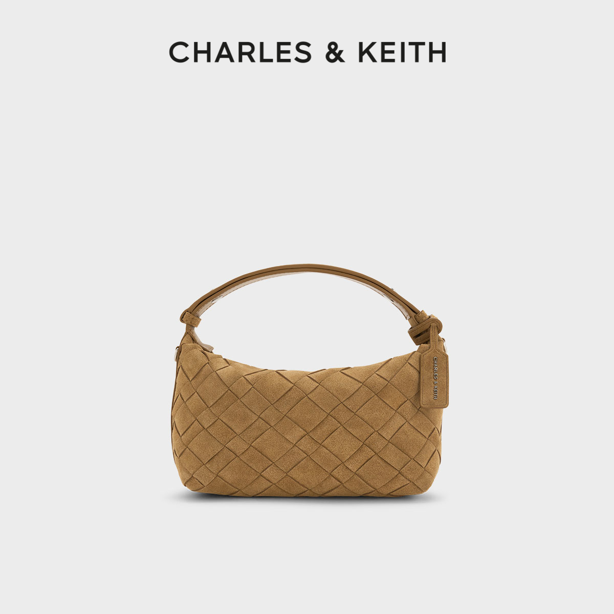 CHARLES&KEITH仿麂皮编织饭盒包