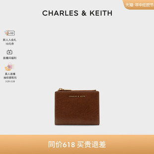 CHARLES＆KEITH简约卡包CK6 10680907短款 618同价 拉链零钱包