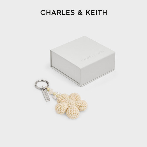 CHARLES&KEITH亮色针织花朵包挂