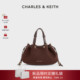 10671896 CHARLES&KEITH26春新品 CK2 1抽绳绒面手提斜挎水桶包
