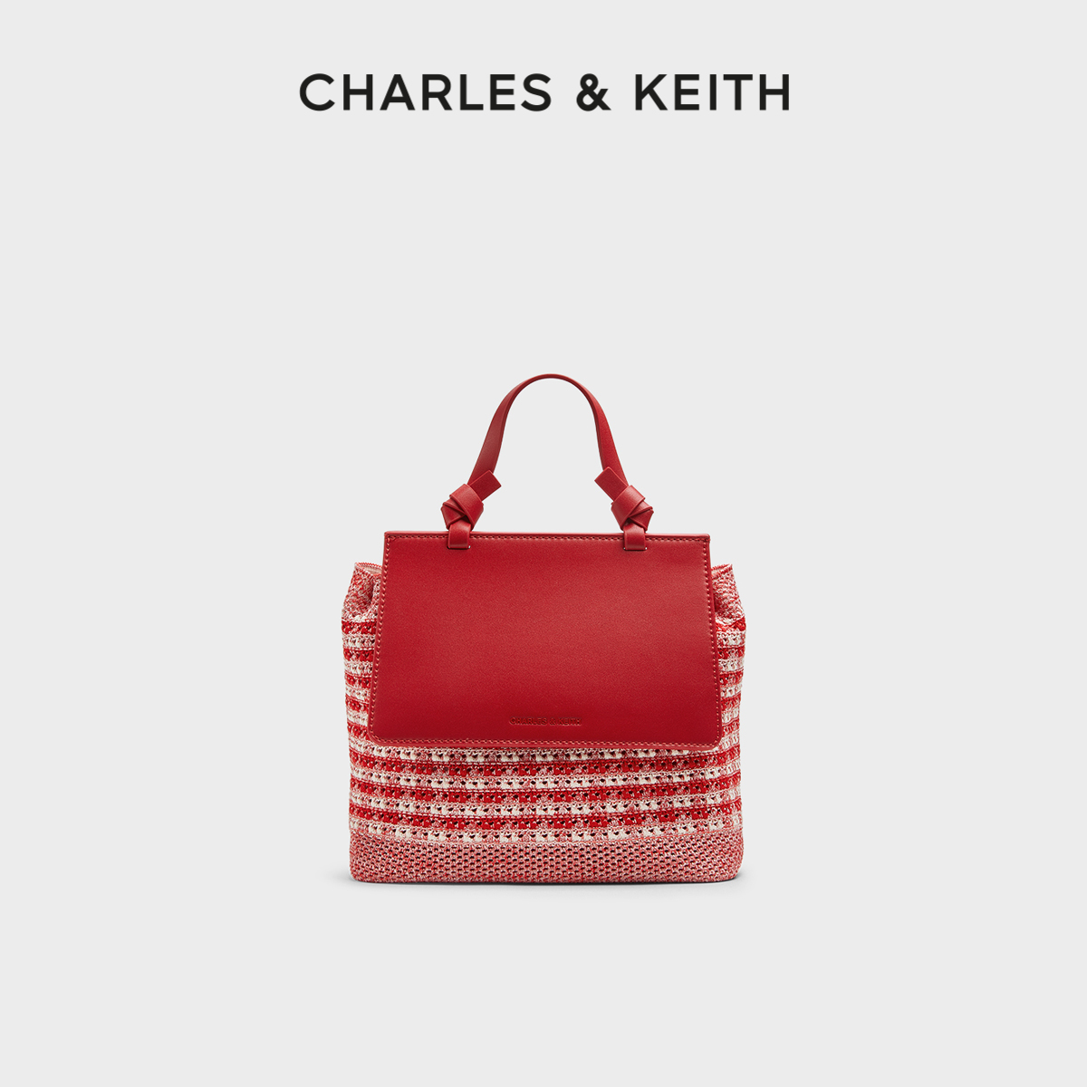 时尚拼色编织双肩背包女